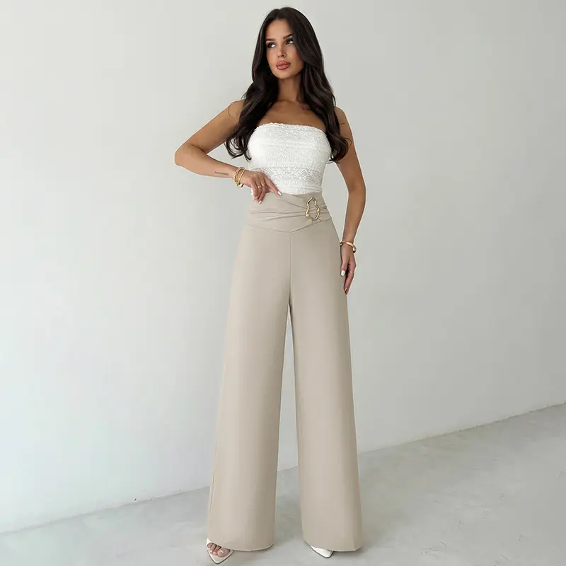 Damen Elegante High-Waist Palazzo-Hose Drune