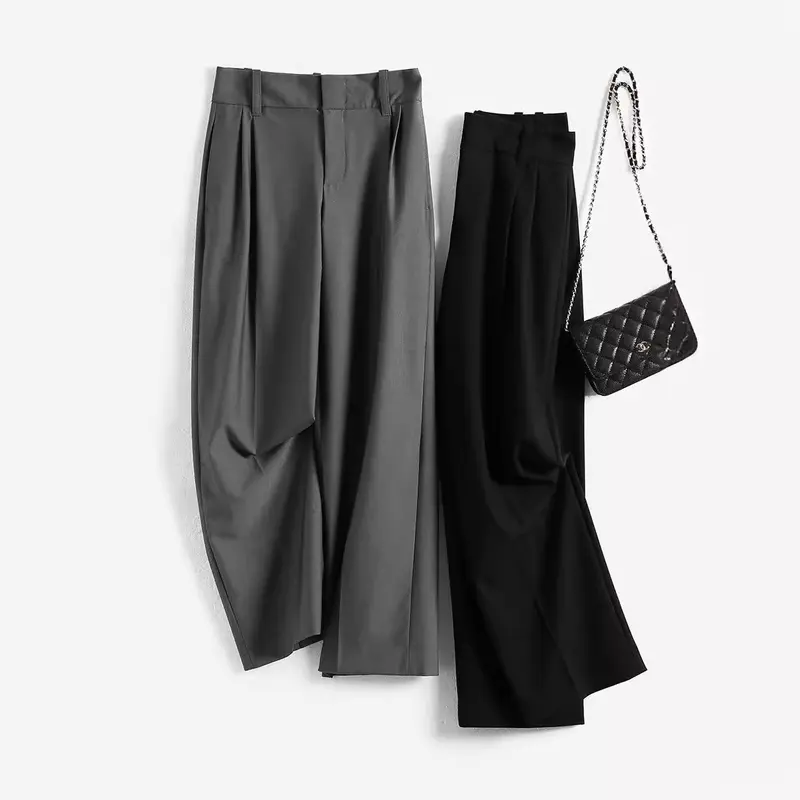 Damen Elegante, hoch taillierte und fließende Stoffhose Drune