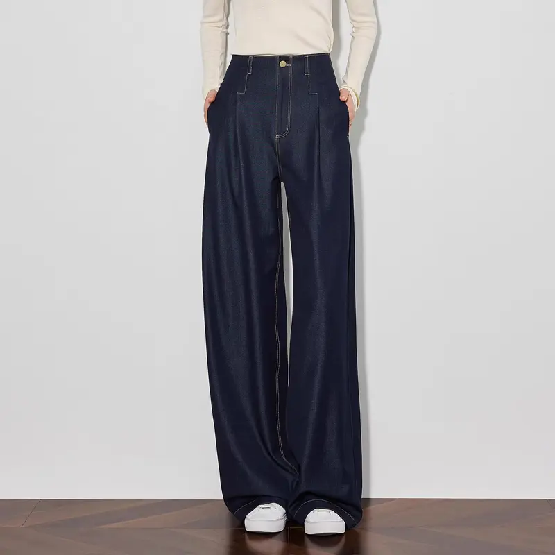 Damen Elegante Hohe Taillierte Wide-Leg Jeans Drune