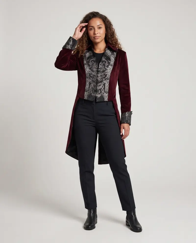 Damen elegante Kostümjacke mit barockem Design und geschlossenen Manschetten Drune