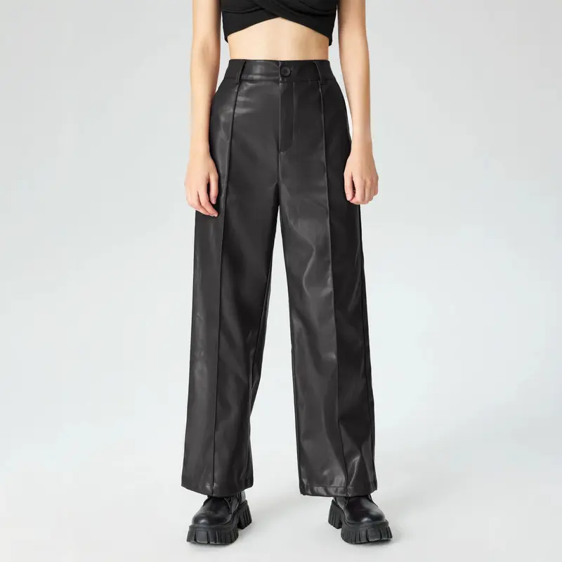 Damen Elegante Kunstlederhose Drune