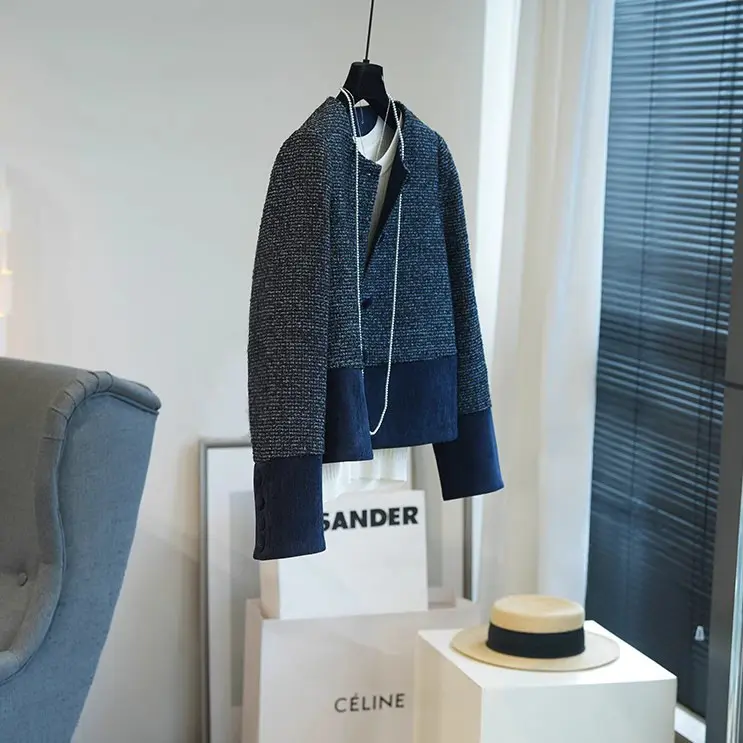 Damen Elegante Kurzjacke mit strukturiertem Gewebe Drune