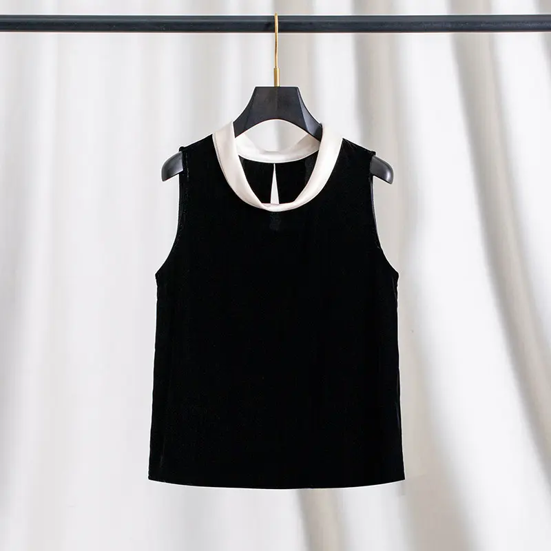 Damen Elegante Samtbluse mit Seidenkragen Drune