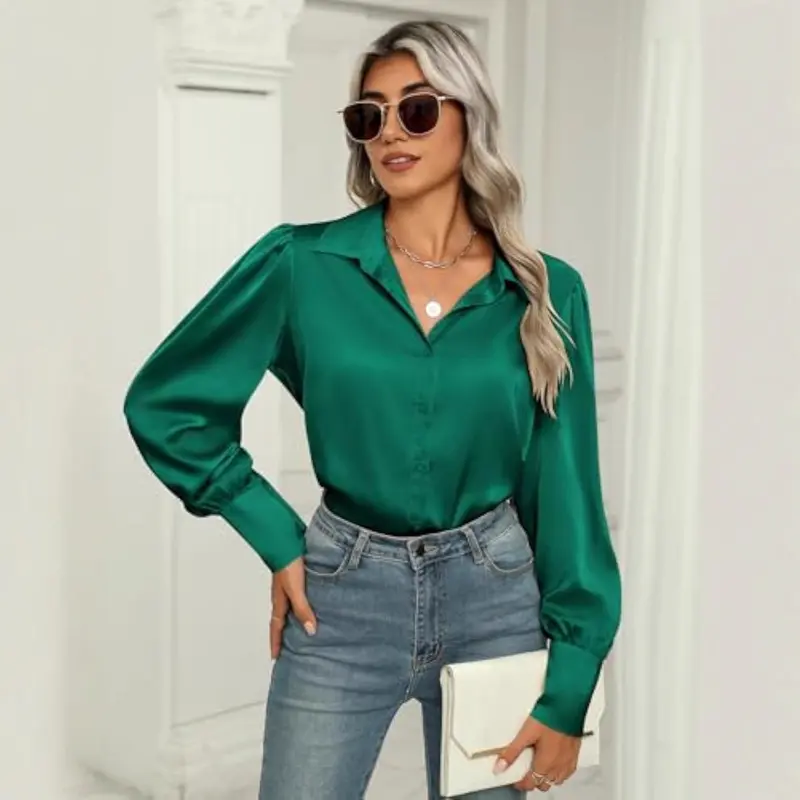 Damen Elegante Satinbluse Drune