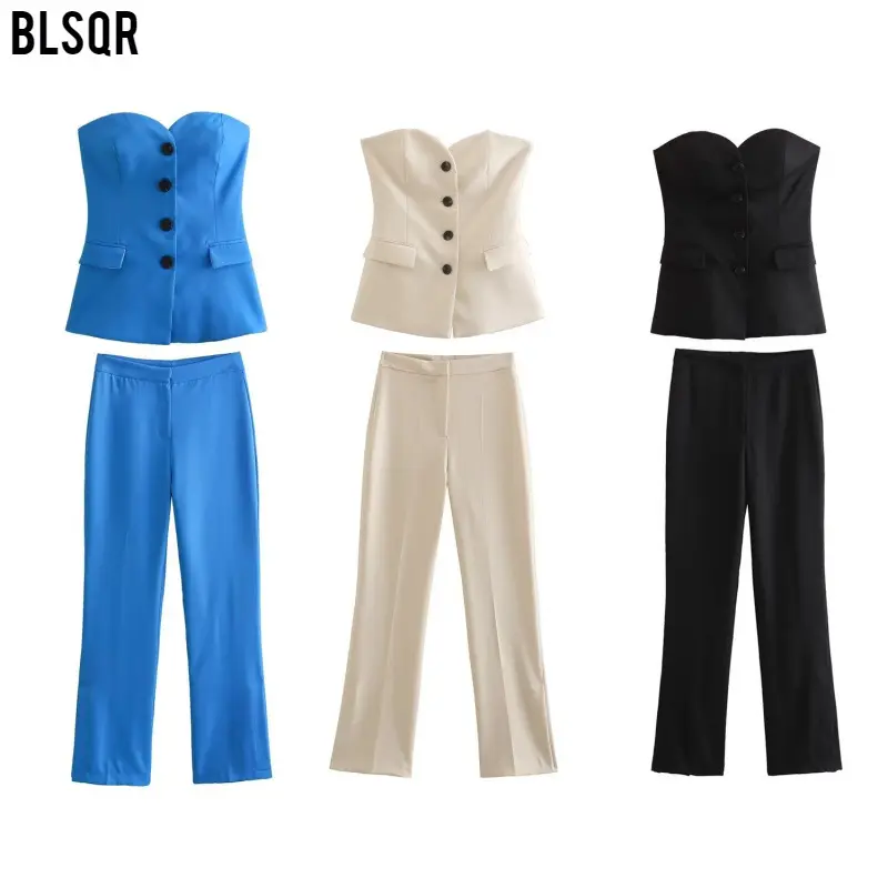 Damen Elegante Stretch-Hose mit geradem Bein und Bügelfalte Drune