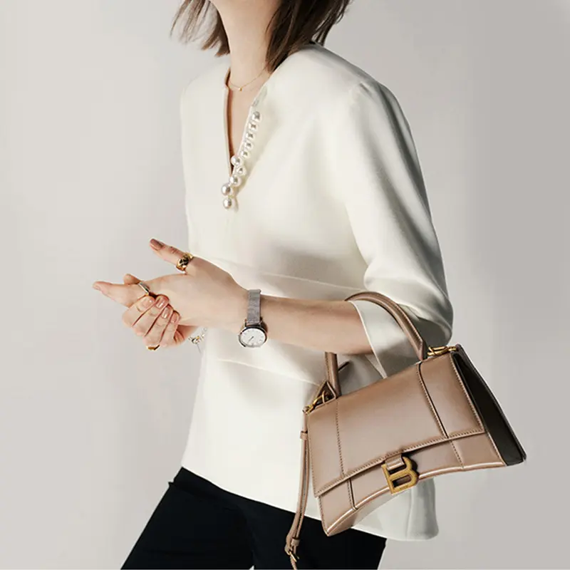 Damen Elegante und stilvolle Bluse mit Perlen-Detail Drune