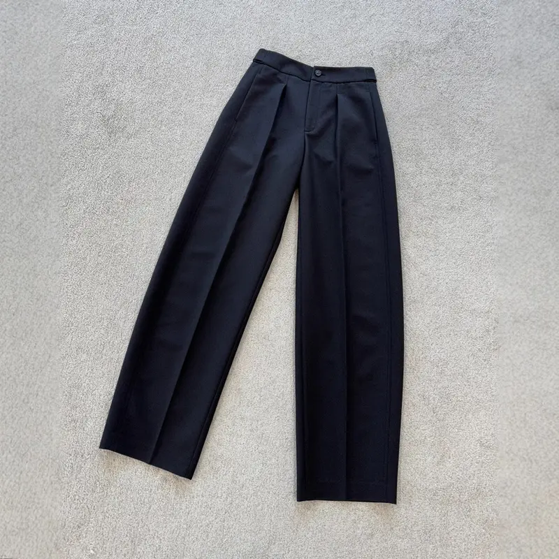 Damen Elegante weite Stoffhose mit Falten Drune