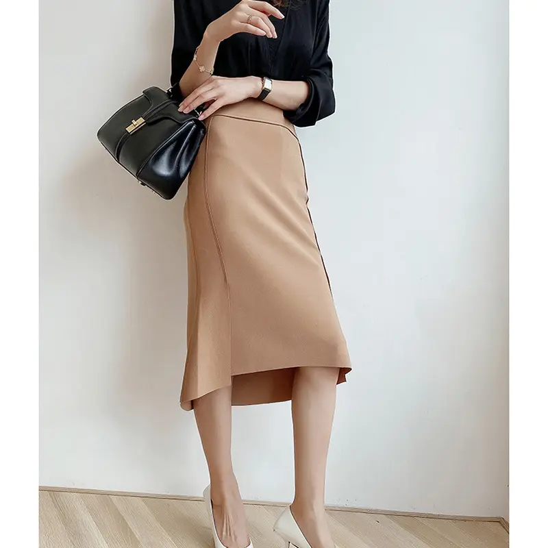 Damen Eleganter Bleistiftrock mit asymmetrischem Saum Drune