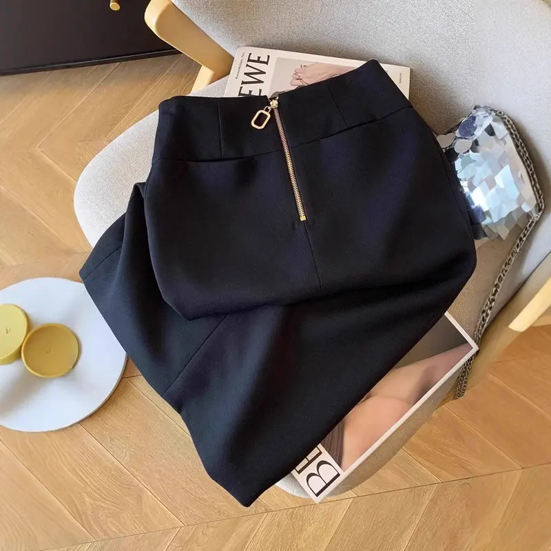 Damen Eleganter Bleistiftrock mit Reißverschluss Drune