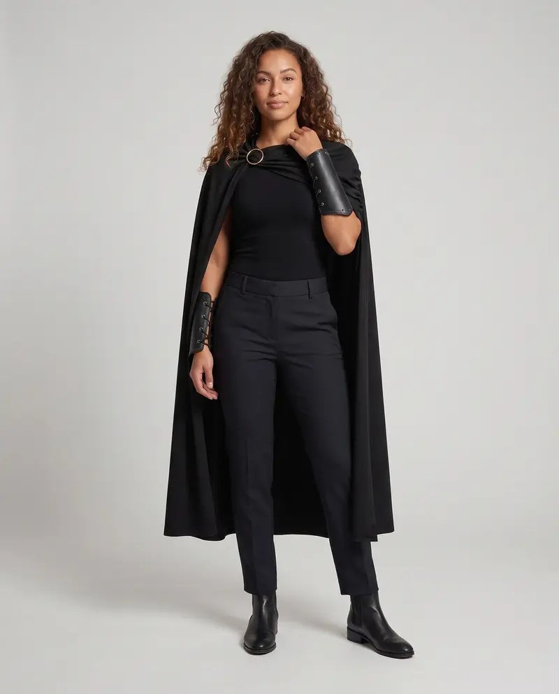 Damen eleganter Cape mit stilvollen Drapierungselementen Drune