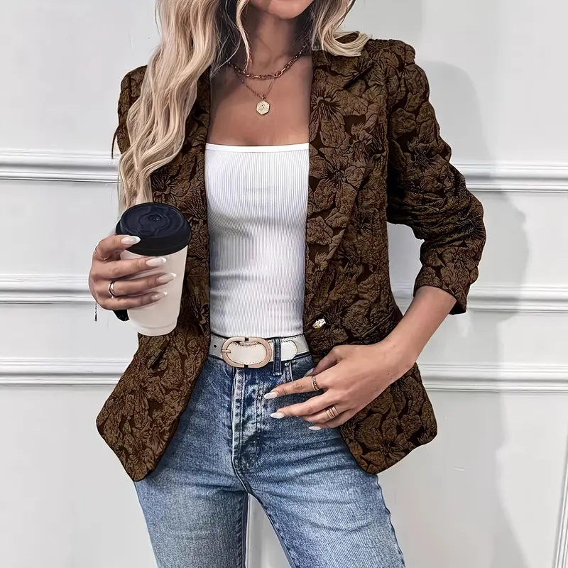 Damen Eleganter Jacquard Blazer Drune