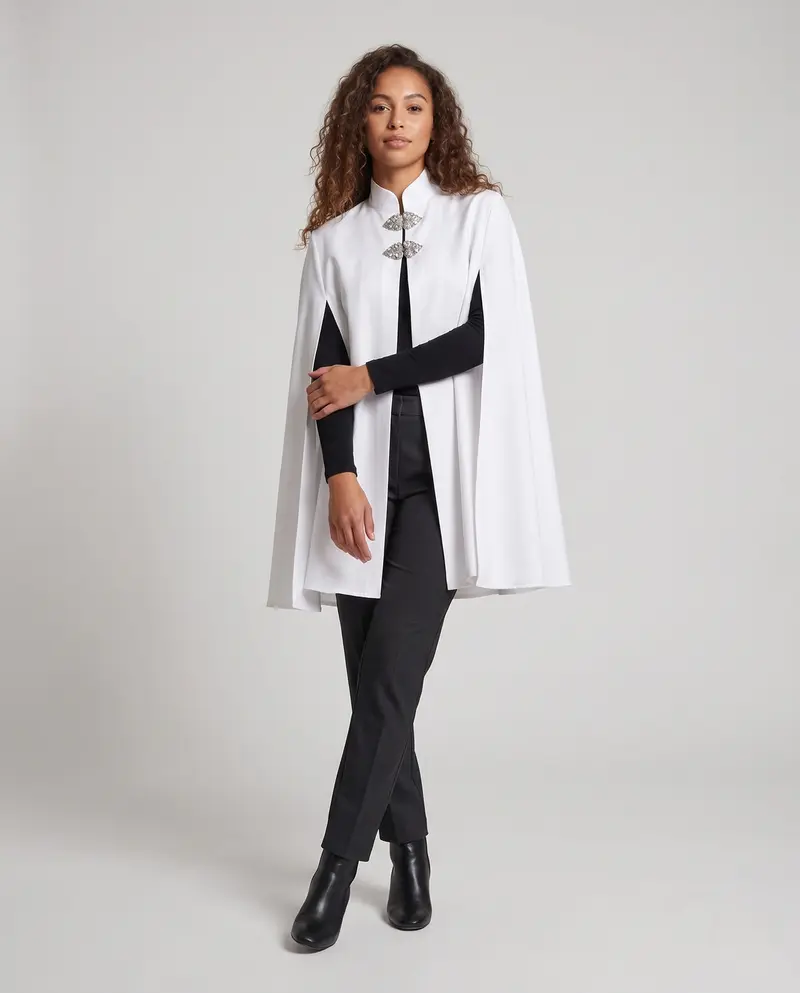 Damen Eleganter Kapuzenumhang mit goldenen Akzenten Drune