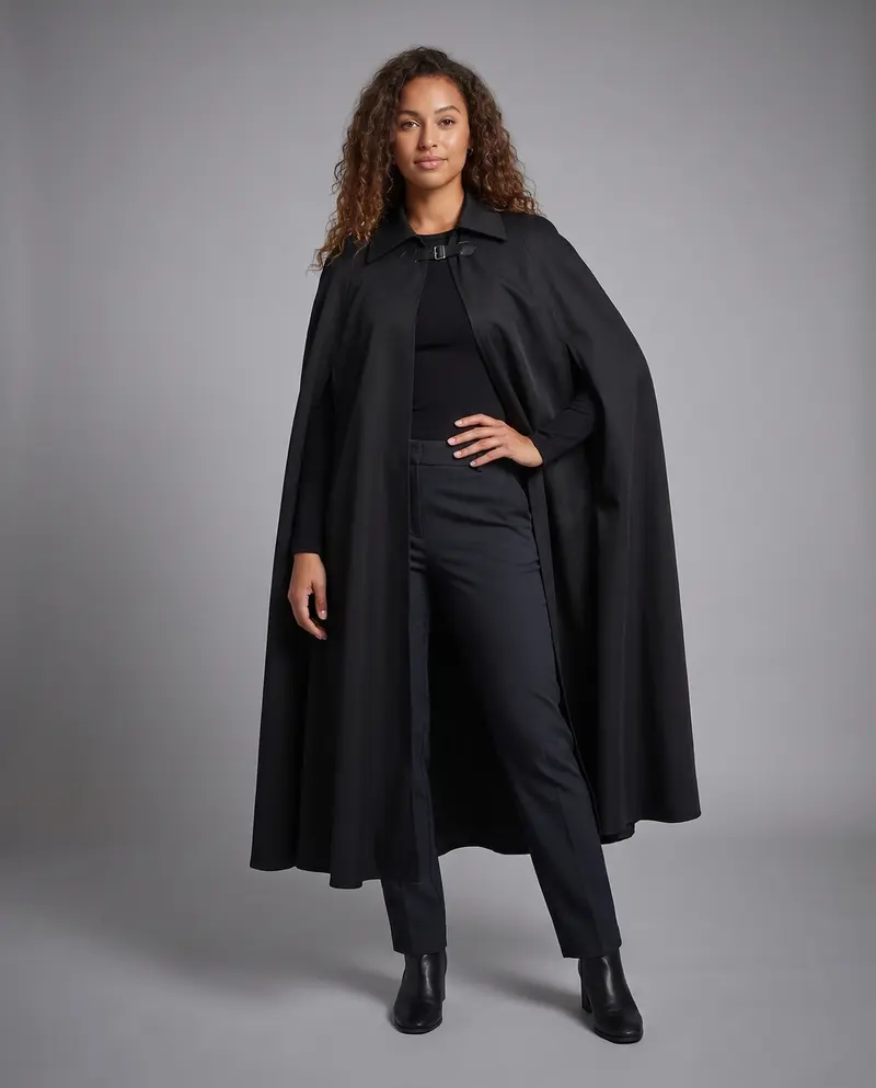 Damen Eleganter Kapuzenumhang mit klassischem Verschluss und hochwertiger Verarbeitung Drune