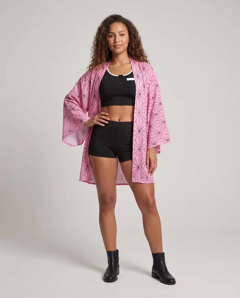 Damen Eleganter Kimono mit modernem geometrischen Muster Drune
