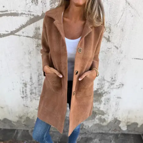 Damen Eleganter länger geschnittener Kurzmäntel Drune