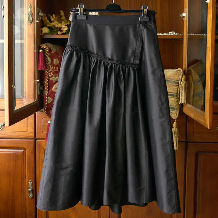 Damen Eleganter Midi-Rock mit schönem Taillenzug Drune