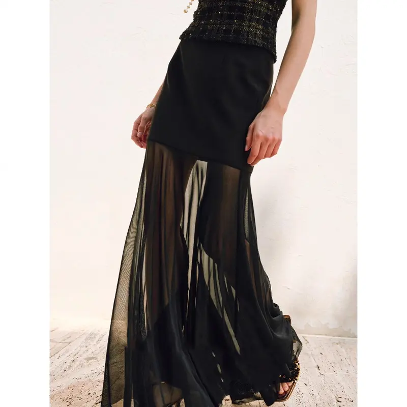 Damen Eleganter Midirock aus zartem Chiffon Drune