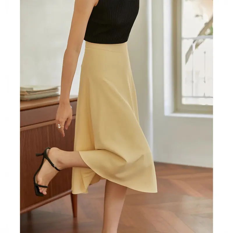 Damen Eleganter Midirock mit fließendem Schnitt Drune