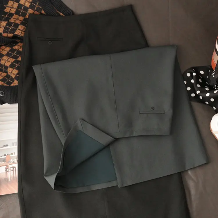 Damen Eleganter Midirock mit schicker Schlitzdetail Drune