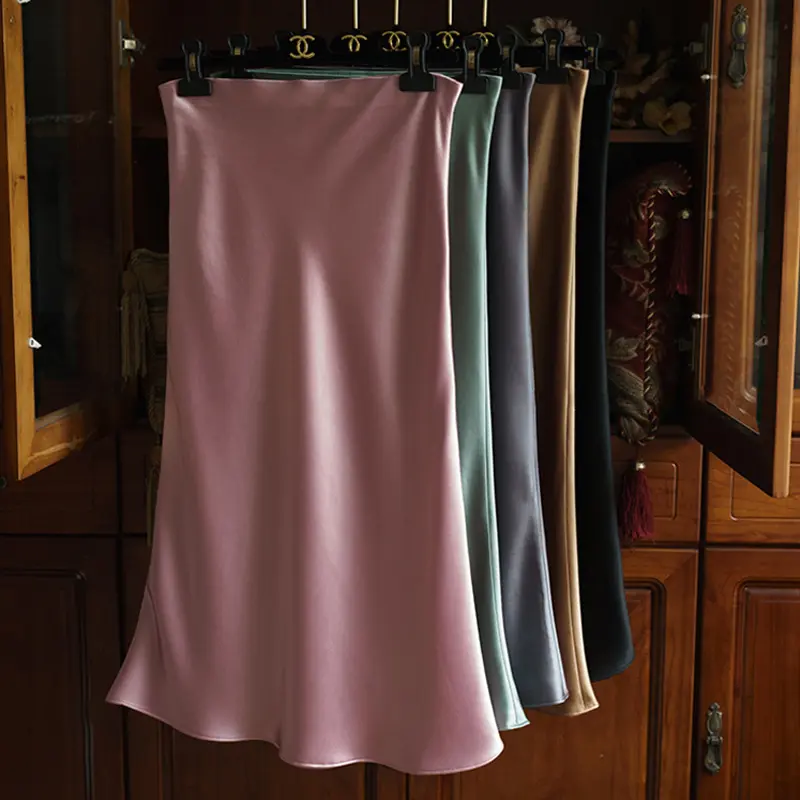 Damen Eleganter Satin-Midirock Drune