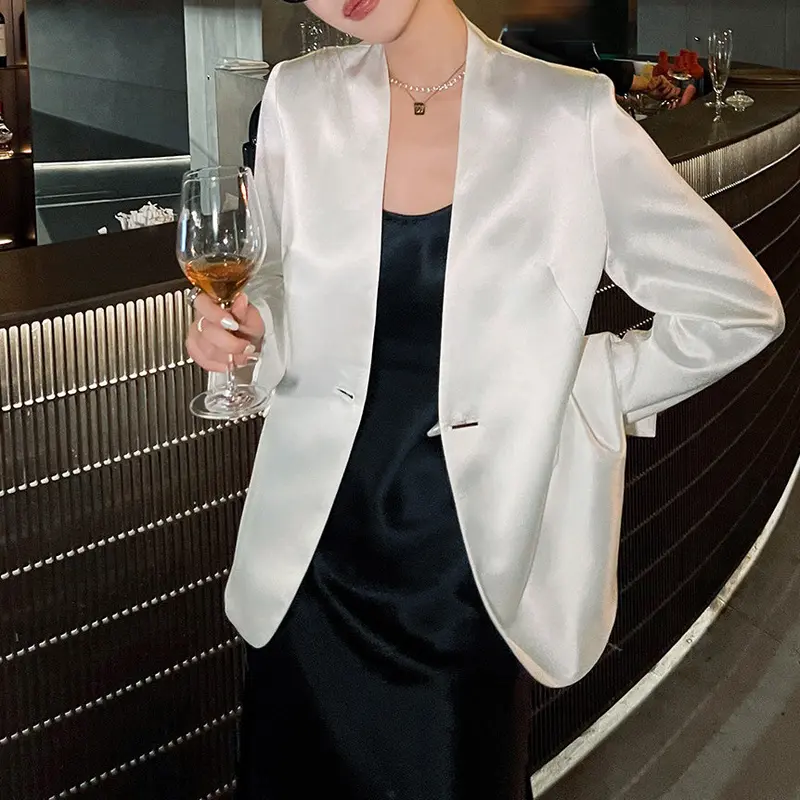 Damen Eleganter Satinblazer Drune