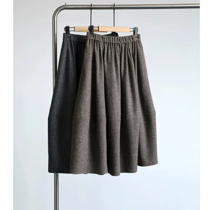 Damen Eleganter, schwingender Midi-Rock aus Wollmischung Drune