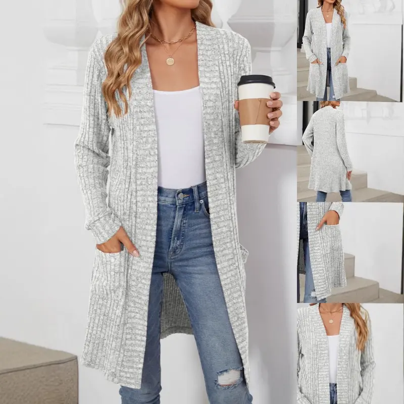 Damen Eleganter Strickcardigan mit offenen Front Drune