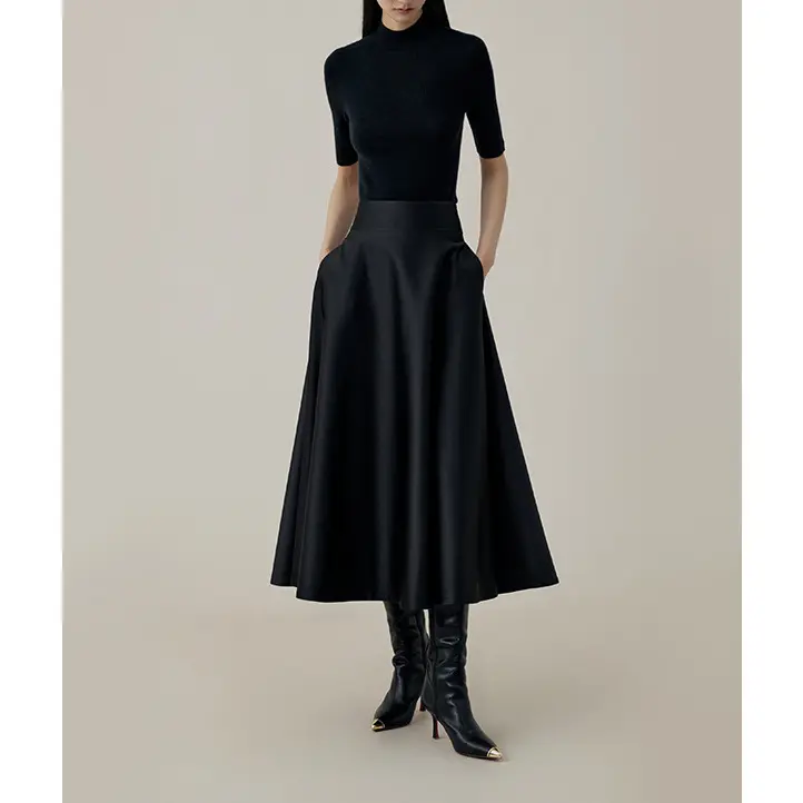 Damen Eleganter und fließender Midi-Rock Drune