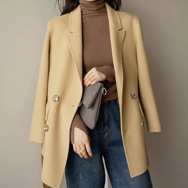 Damen Eleganter Wollblazer mit doppelter Knopfleiste Drune