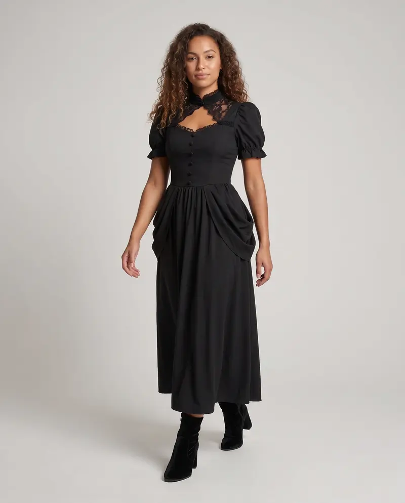 Damen Elegantes Abendkleid mit Rüschendetails und Spitzenakzenten Drune