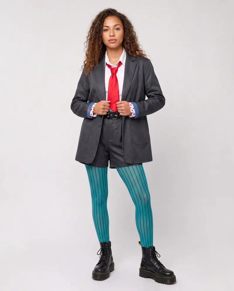 Damen elegantes Anzug-Kostümset mit Blazer, Krawatte und kurzen Hosen Drune