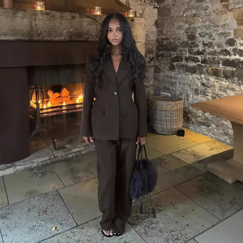 Damen Elegantes Blazer-Outfit mit weiter Hose Drune