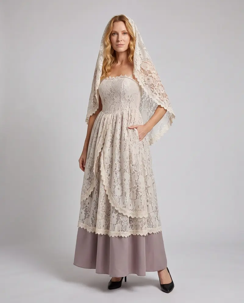 Damen Elegantes Viktorianisches Hochzeitskleid Drune