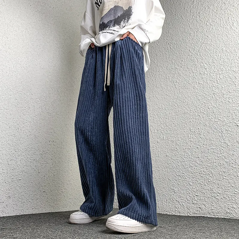 Damen Extraweite Cordhose mit Kordelzug, Rippenstruktur und weitem Bein Drune