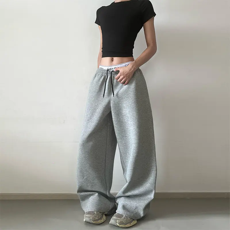 Damen Extraweite High‑Waist Sweathose aus Baumwollmix mit Tunnelzug Drune