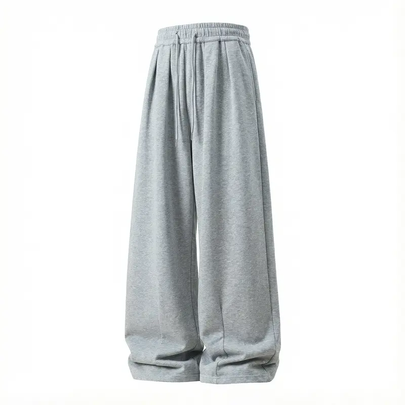 Damen Extraweite Palazzo-Freizeithose aus French-Terry mit Faltenbund und Kordelzug Drune
