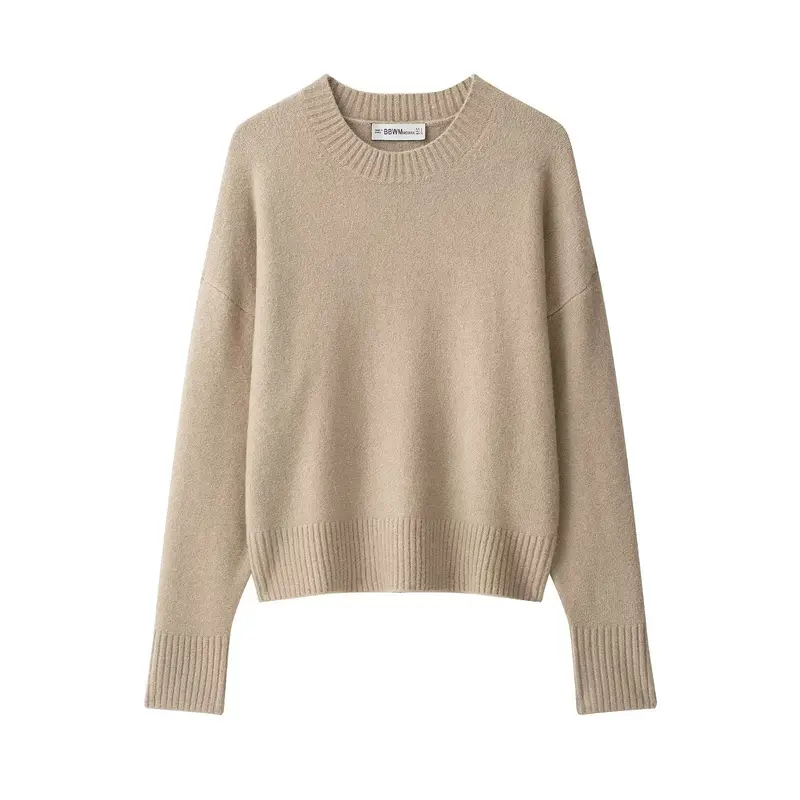 Damen Feiner Oversize-Pullover mit Rundhals und verlängerten Rippbündchen Drune