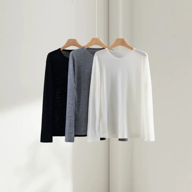Damen Feiner Rundhals-Feinstrickpullover mit minimalistischer Silhouette und weichem Fall Drune
