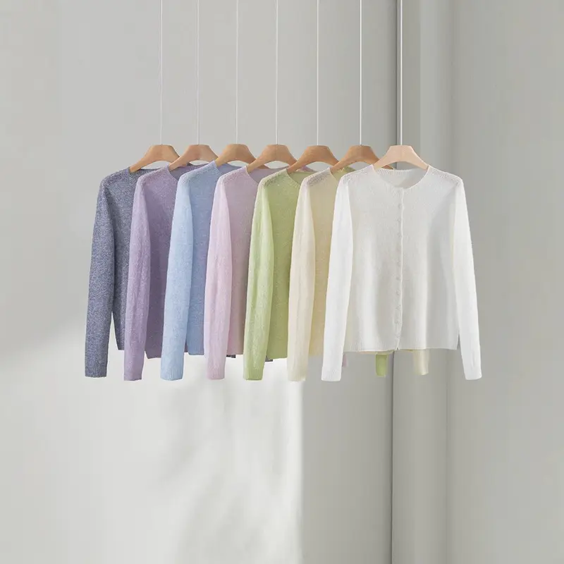 Damen Feinstrick-Cardigan mit Rundhals und durchgehender Knopfleiste Drune