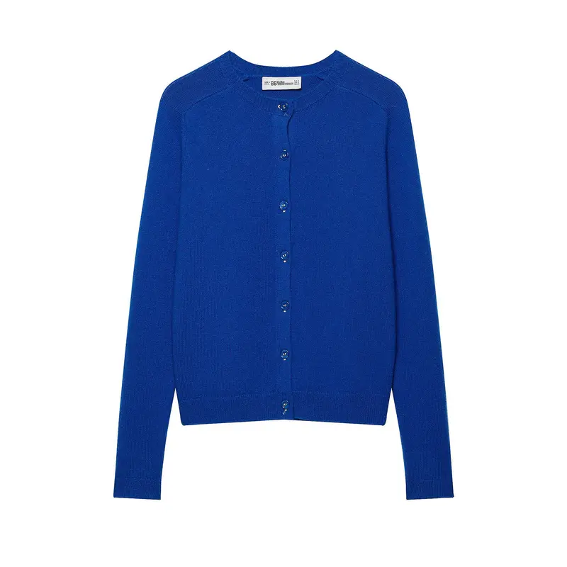 Damen Feinstrick-Cropped-Cardigan mit Rundhalsausschnitt und Perlmuttknöpfen Drune