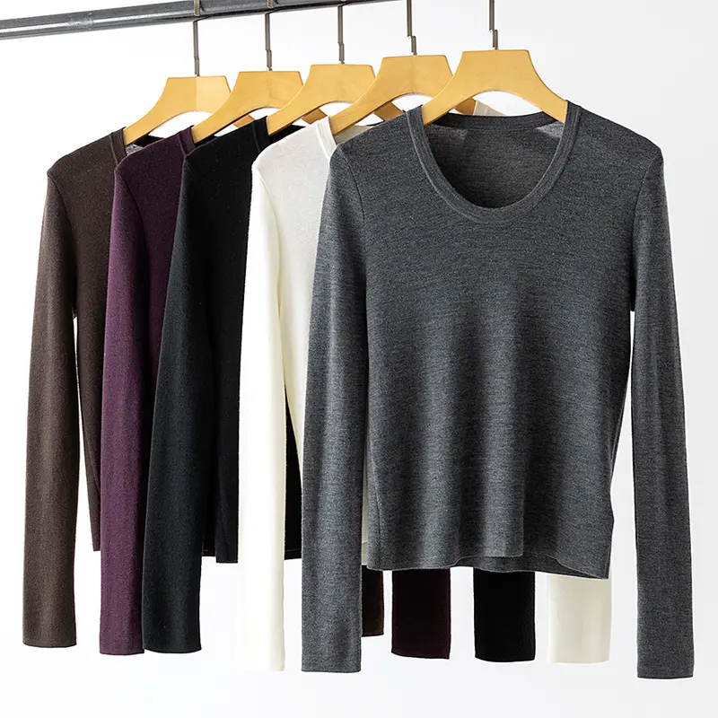 Damen Feinstrick-Langarmshirt mit Rundhalsausschnitt und leichter A-Linie Drune