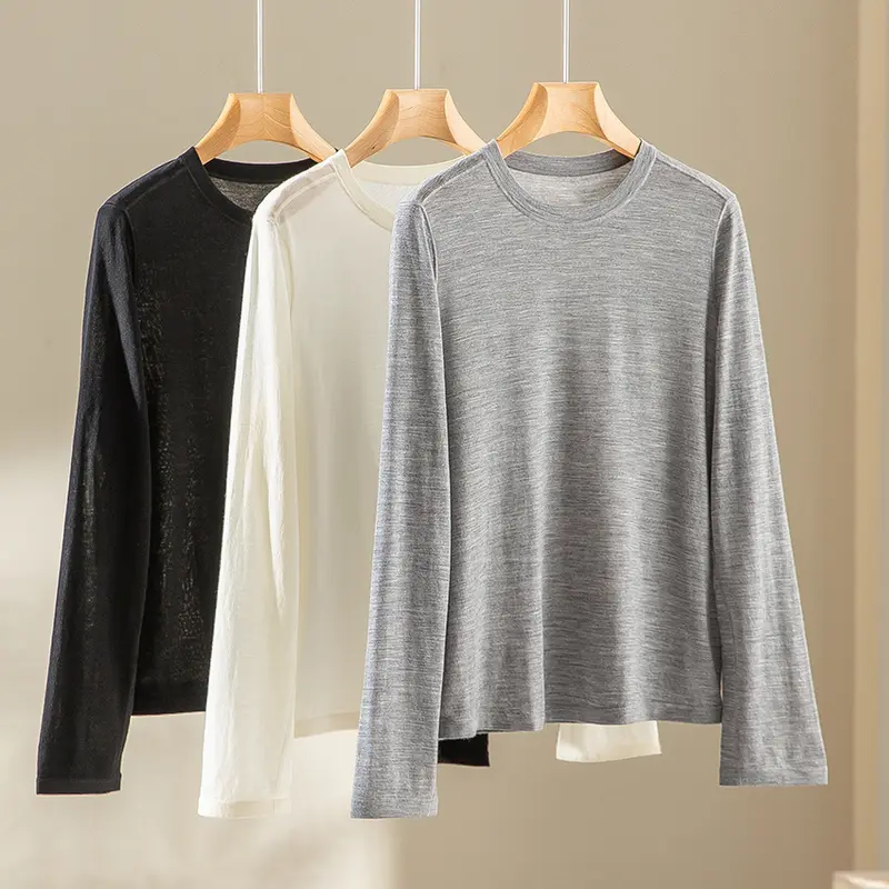 Damen Feinstrick-Langarmshirt mit Rundhalsausschnitt und leichter Jersey-Qualität Drune