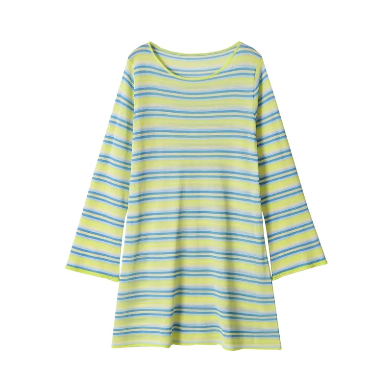 Damen Feinstrick-Longsleeve mit horizontalem Streifenmuster und weitem Ärmelansatz Drune