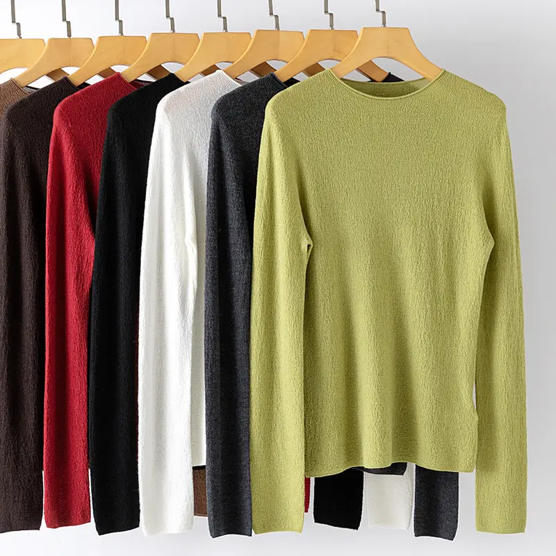 Damen Feinstrick-Longsleeve mit Rundhals und leichter Struktur Drune