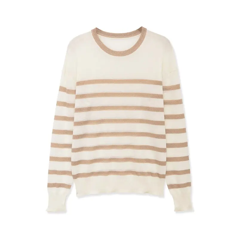 Damen Feinstrickpullover mit Lurex-Streifen und Rundhalsausschnitt Drune