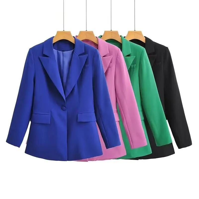 Damen Figurschmeichelnder Ein-Knopf-Blazer im modernen Oversize‑Cut mit Reverskragen und Pattentaschen Drune