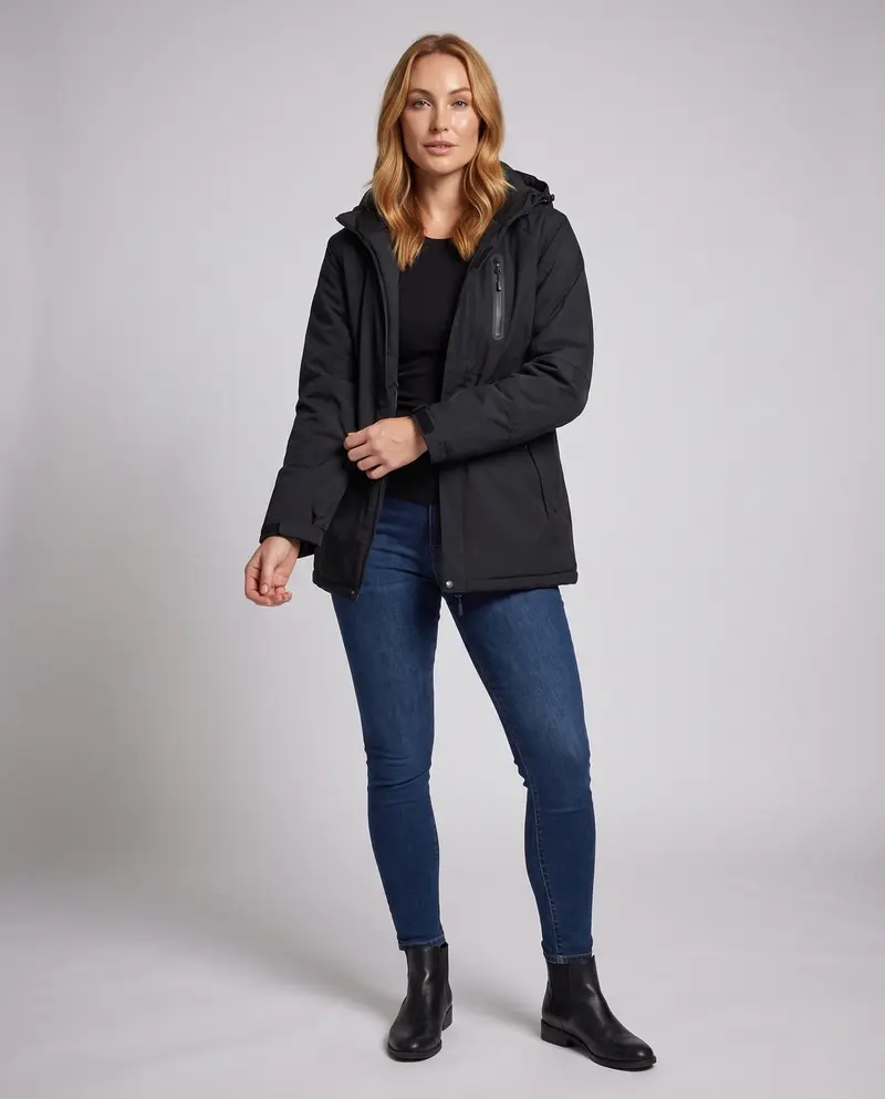 Damen Funktions Übergangsjacke mit abnehmbarer Kapuze Drune