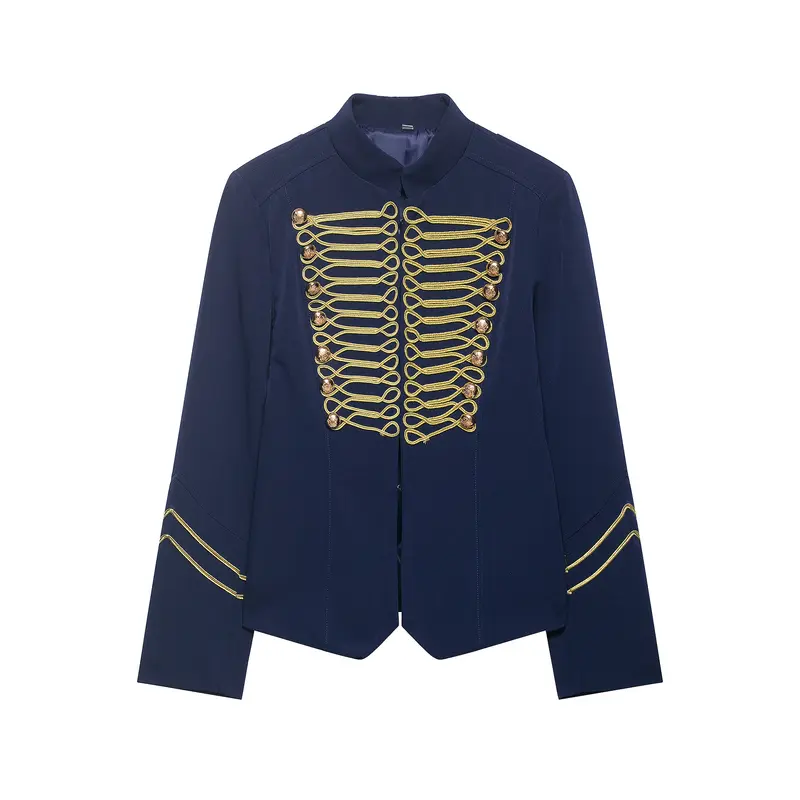 Damen Gala-Militärblazer im Parade‑Stil mit Kordelbesatz und Stehkragen Drune