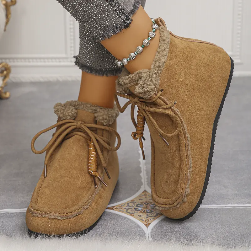 Damen Gefütterte Ankle-Boots im Mokassinstil mit Teddyfutter und profilierter Gummisohle Drune