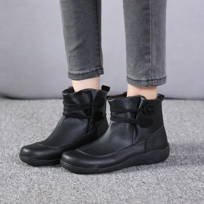 Damen Gefütterte Komfort-Ankleboots mit elastischer Schnürung und gedämpfter Gummisohle Drune